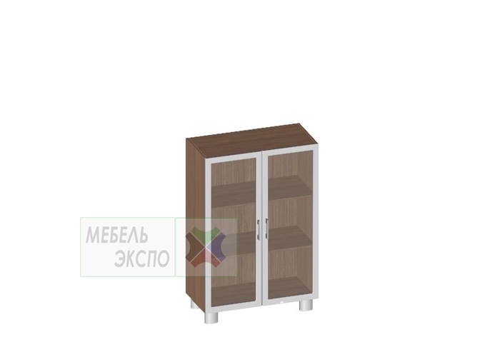 картинка Шкаф широкий средний со стеклом в алюм. рамке (без топа) от магазина мебельэкспо